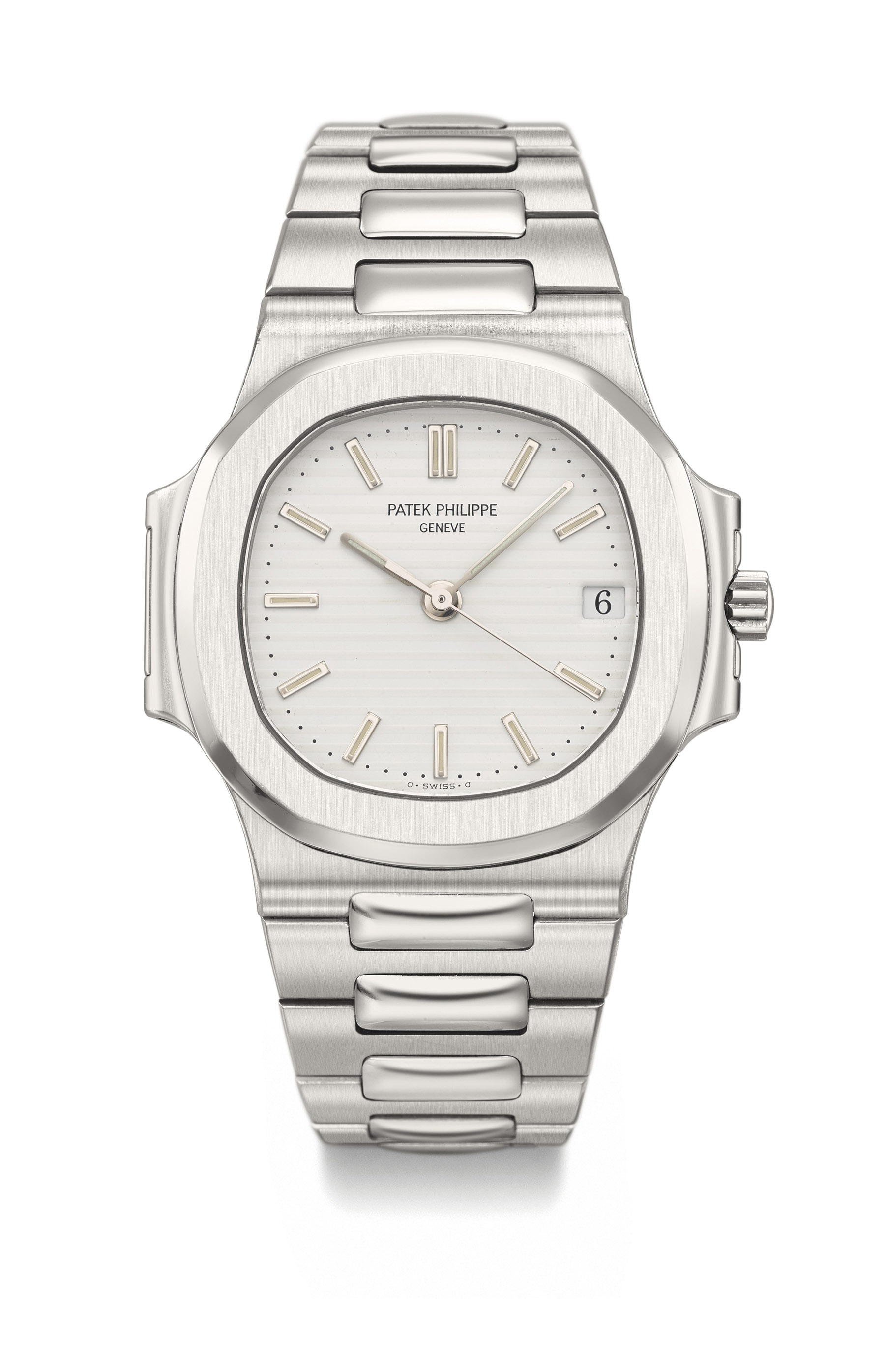 Patek Philippe. A fine and very rare stainless steel automatic wristwatch with date, sweep centre seconds, bracelet and white dial Ref. 3800/1, Manufactured in 1996 Estimate CHF 15,000 – 25,000