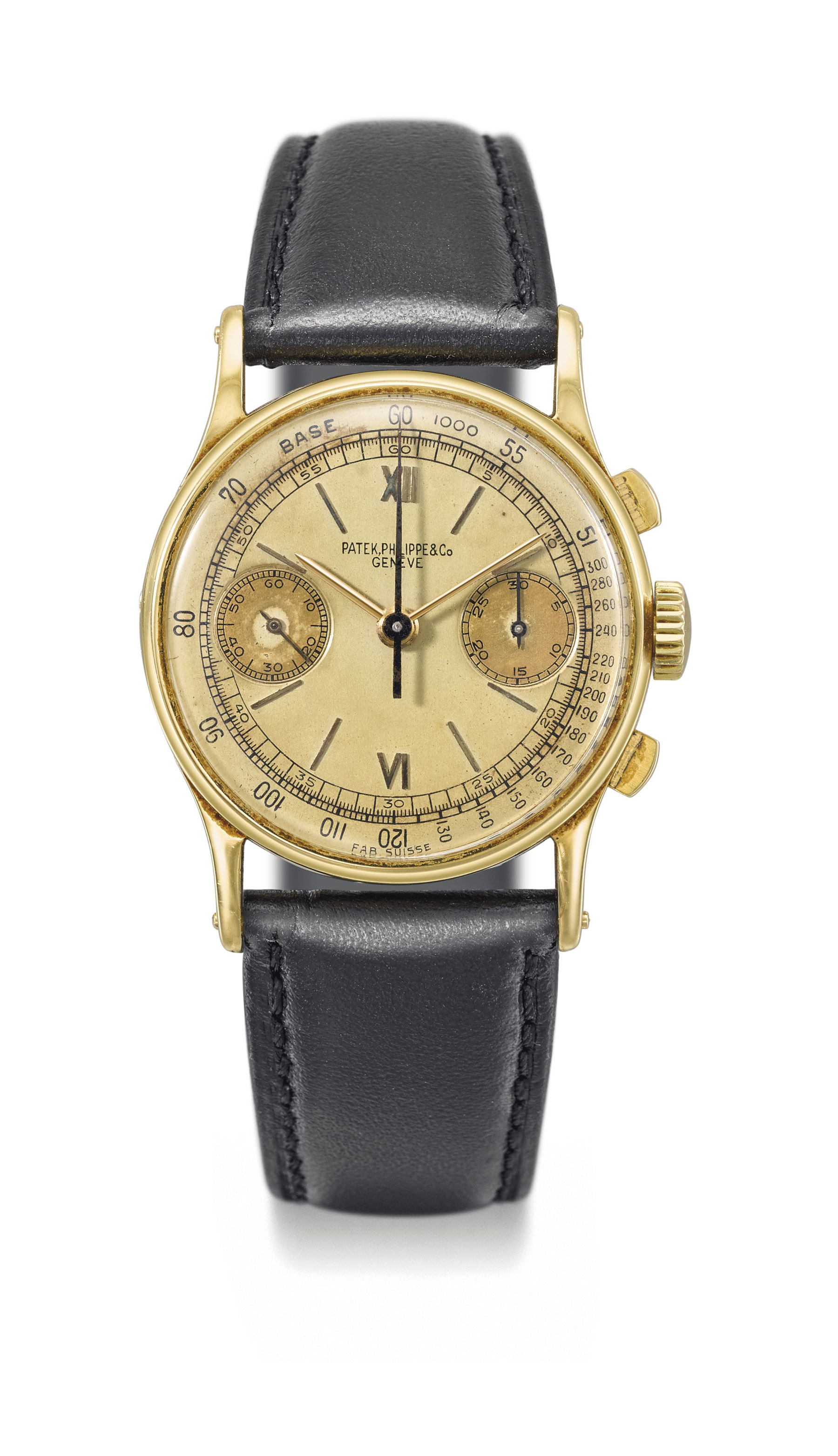 Patek Philippe. A very fine and rare 18K gold chronograph wristwatch Ref. 130, manufactured in 1942 Estimate CHF 20,000 – 30,000