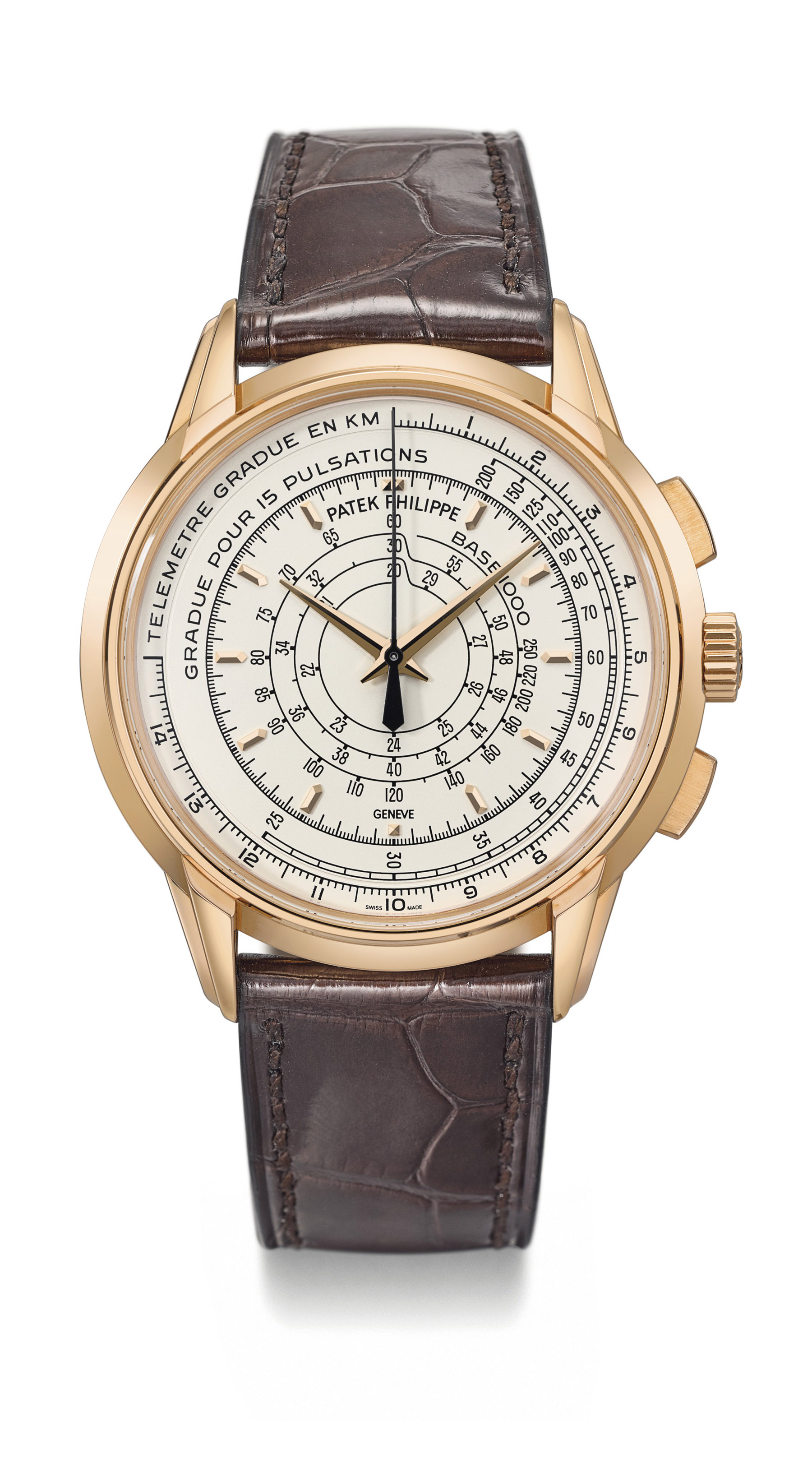 Patek Philippe. A fine and rare 18K pink gold limited edition automatic multi-scale chronograph wristwatch made to commemorate the 175th anniversary of Patek Philippe in 2014 Ref. 5975R, manufactured in 2014 Estimate CHF 50,000 – 80,000