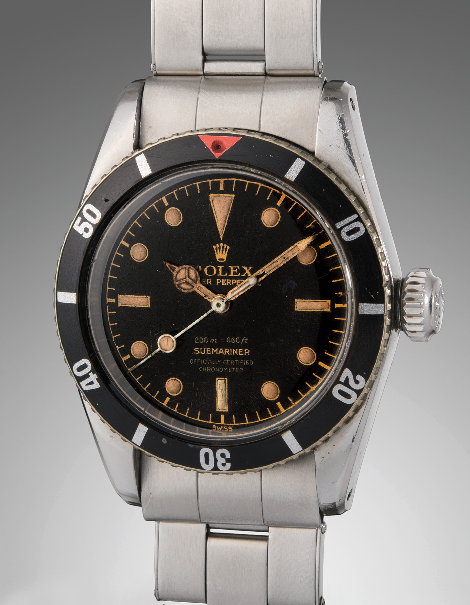 The 1957 Rolex “Big Crown” Submariner is the same “James Bond” Submariner which has been immortalised onscreen by Sean Connery in Dr. No and Goldfinger. The watch is well-preserved and has never been polished or restored, and sold for $567,000.