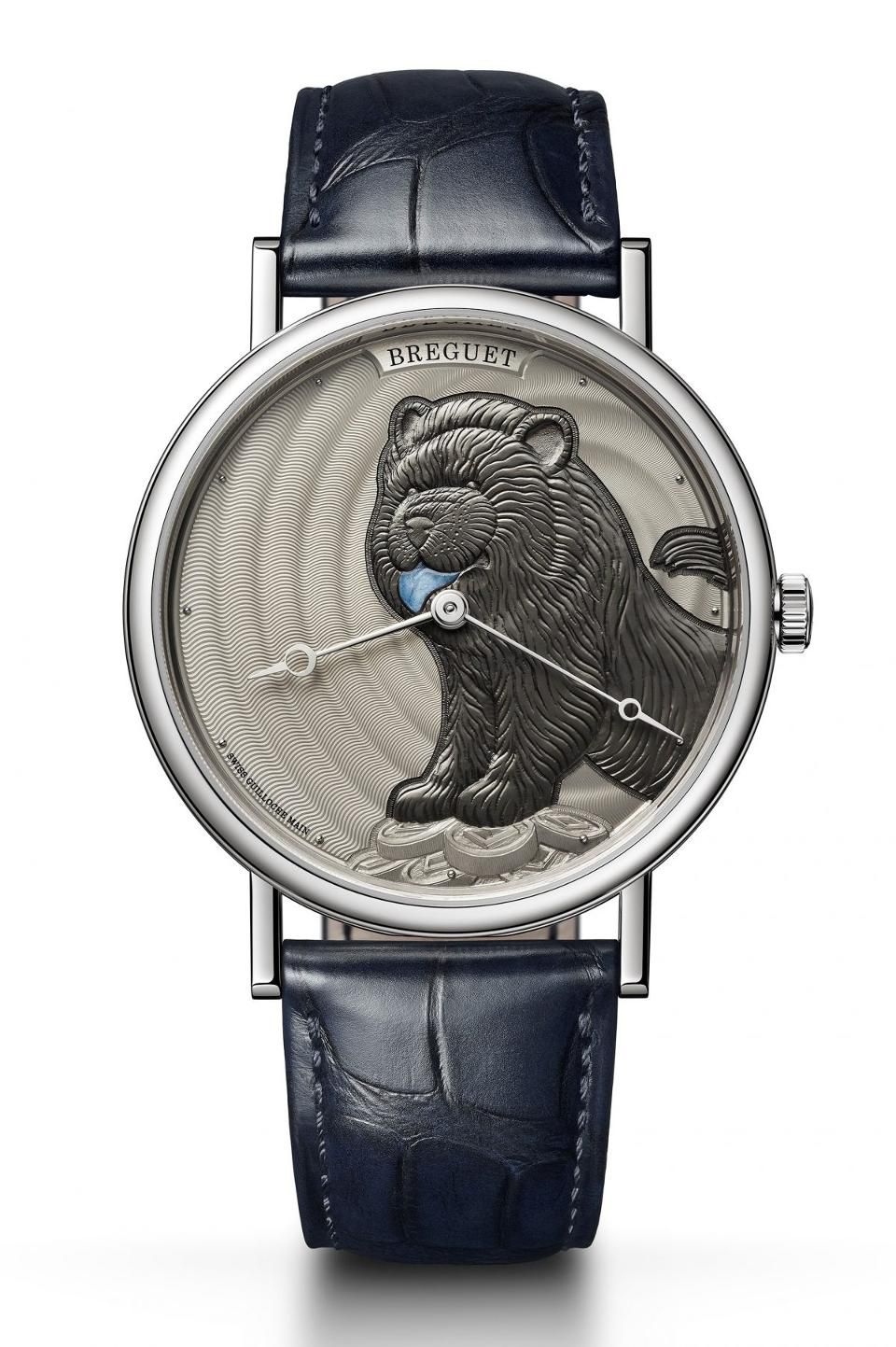 The Breguet Classic 7145 is limited to 8 pieces and pays tribute to the art of guilloche  with a hand-engraved image of a Chow-Chow dog. 