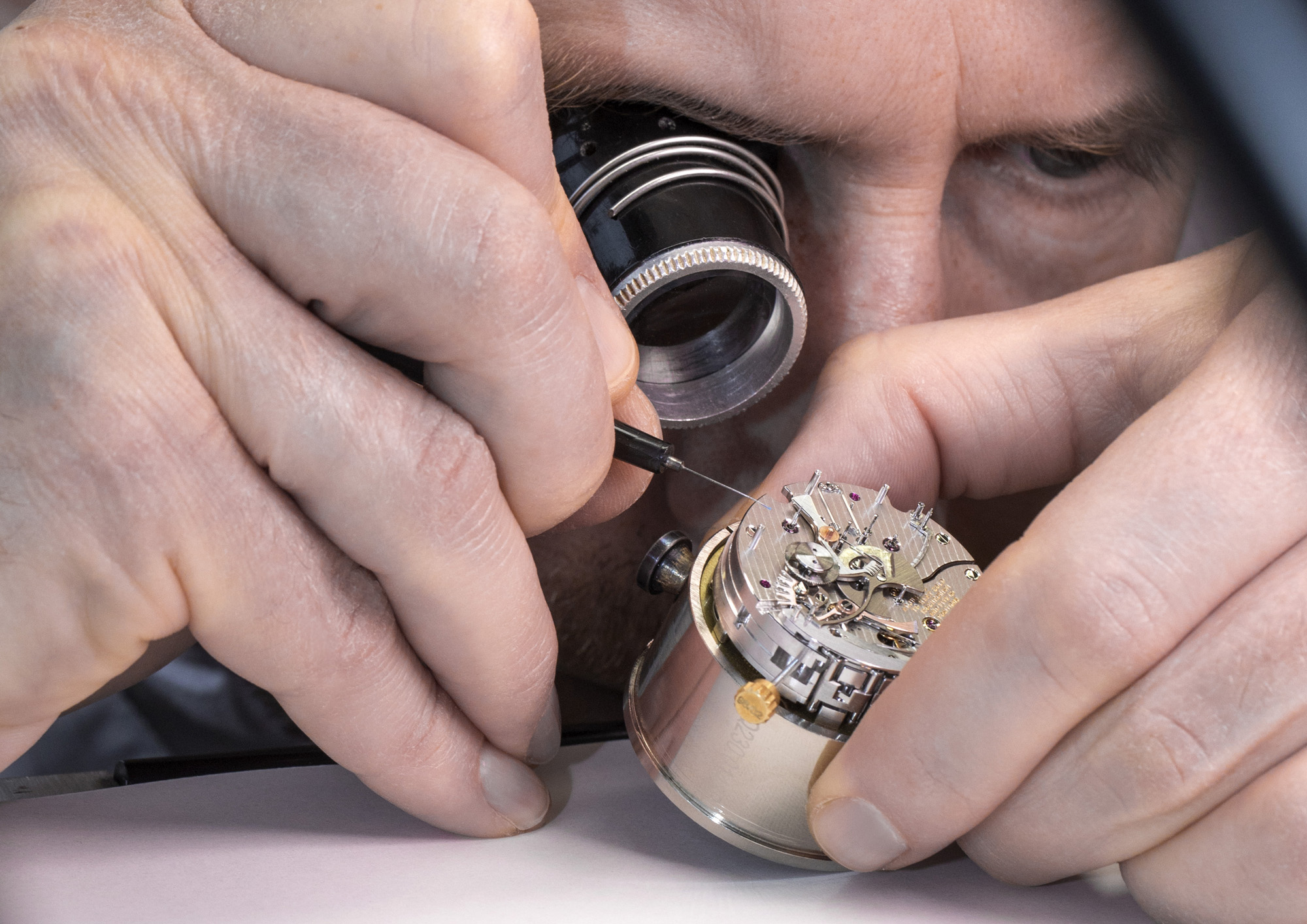 The master watchmaker working on the movement L.U.C 05.01-L
