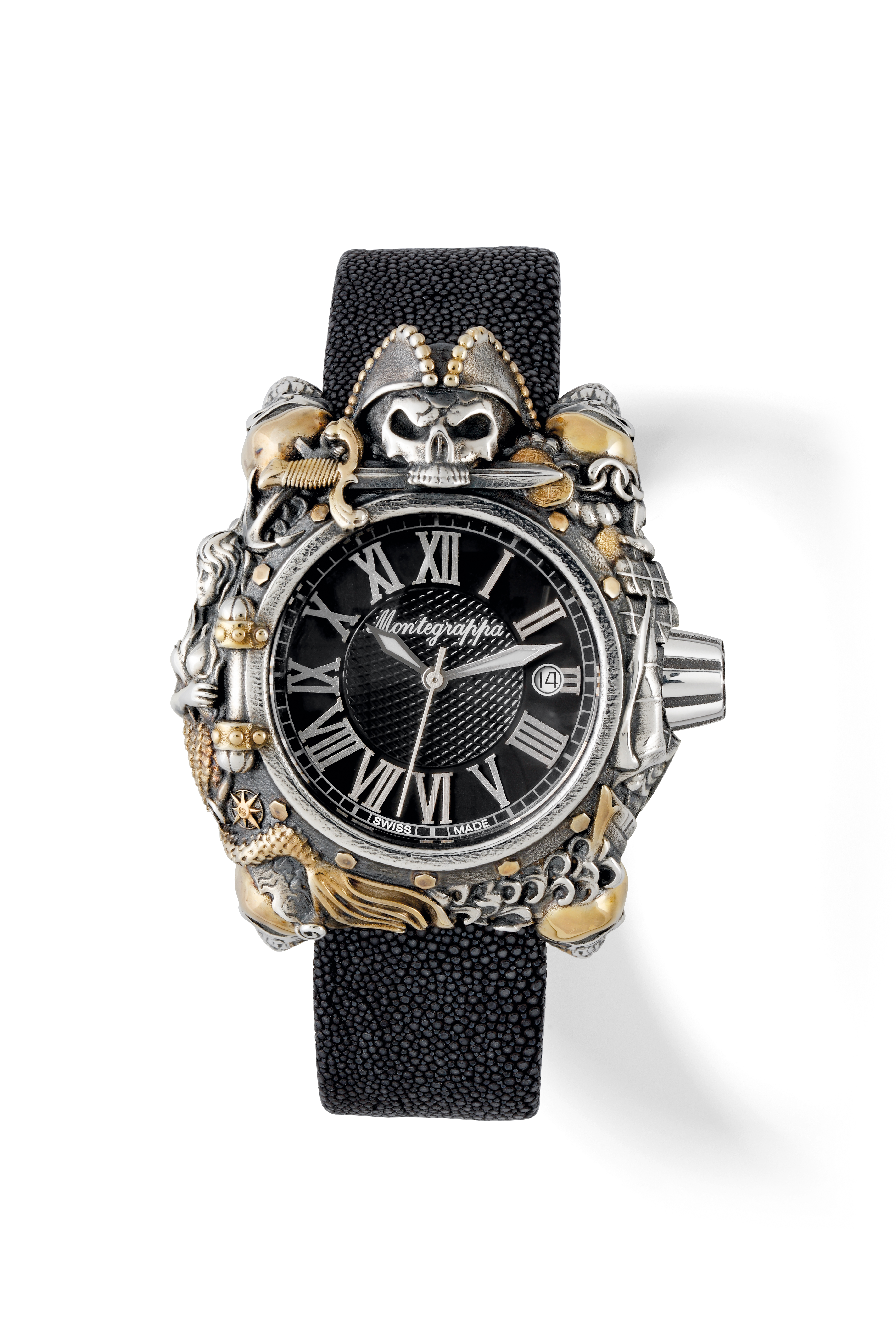 Pirates Wristwatch in sterling silver with yellow-gold plated accents