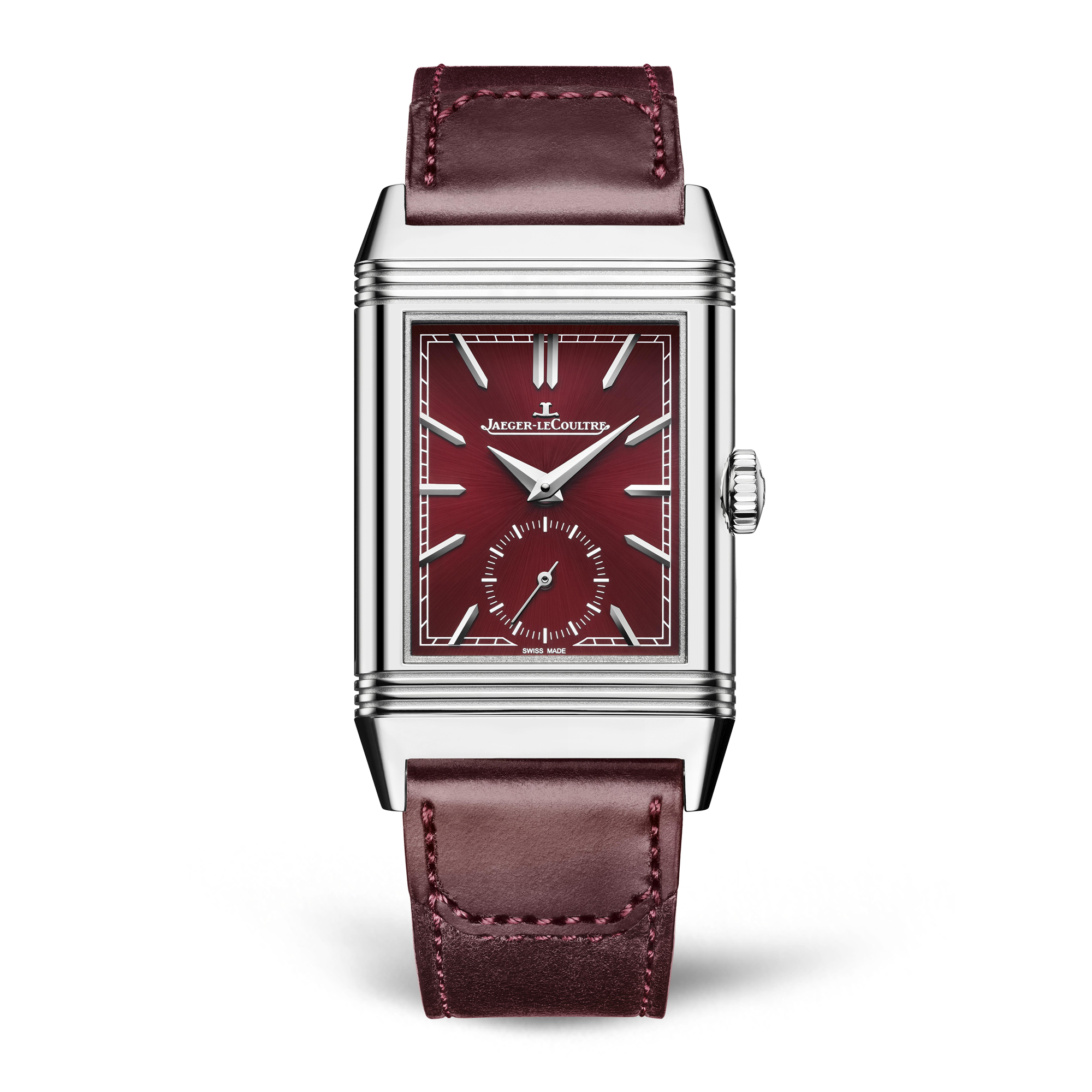 A favourite at the SIHH 2019, the new Reverso Tribute Small Seconds sits on a Casa Fagliano dark burgundy, red strap, matching the wine-coloured dial. The displays feature the signature Dauphine hands, hand-applied hour markers, and a small seconds at the 6 o'clock position. The new Reverso comes equipped with the in-house manual-winding Calibre 822/2 movement.