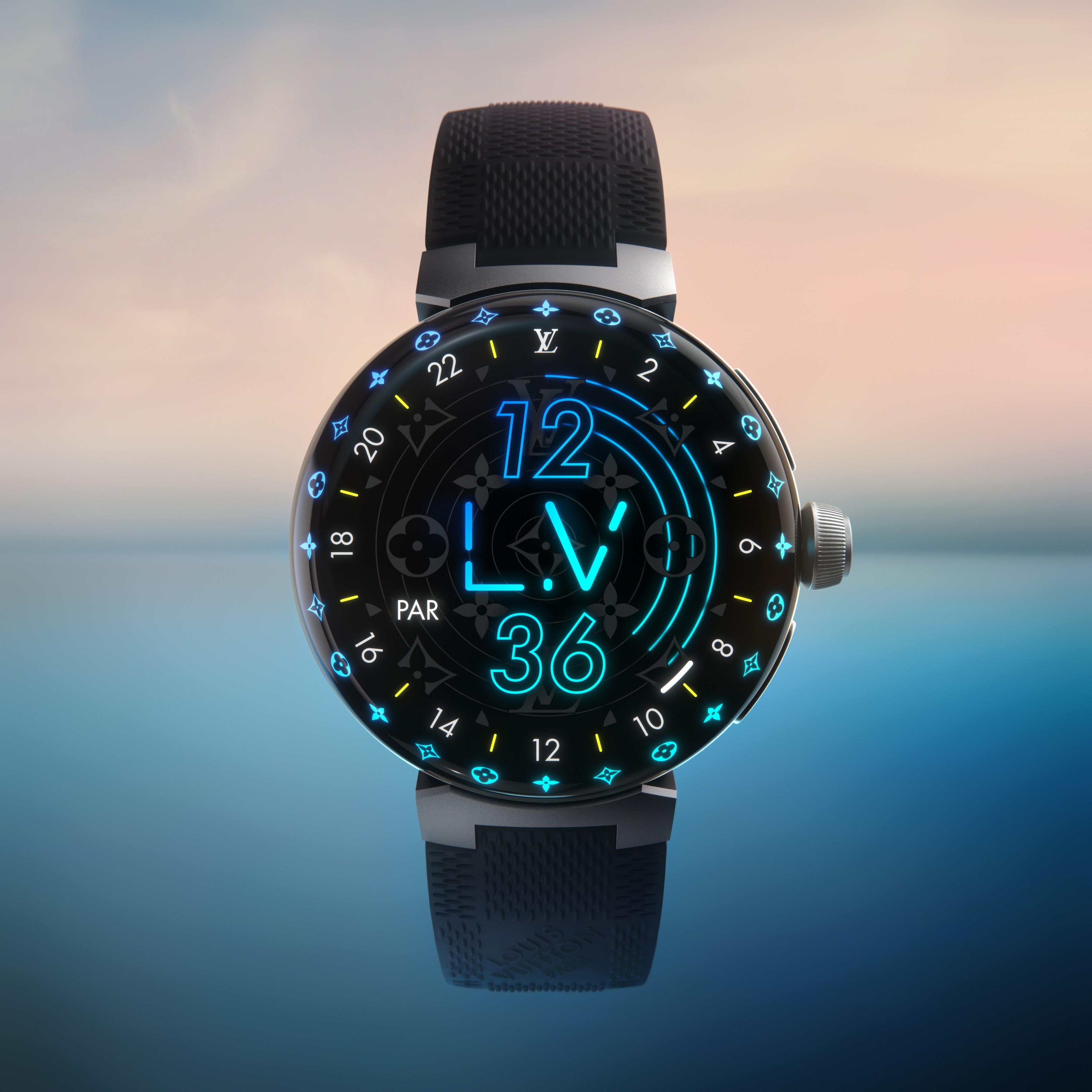 Louis Vuitton Tambour Horizon Light Up Connected Watch, Black, One Size