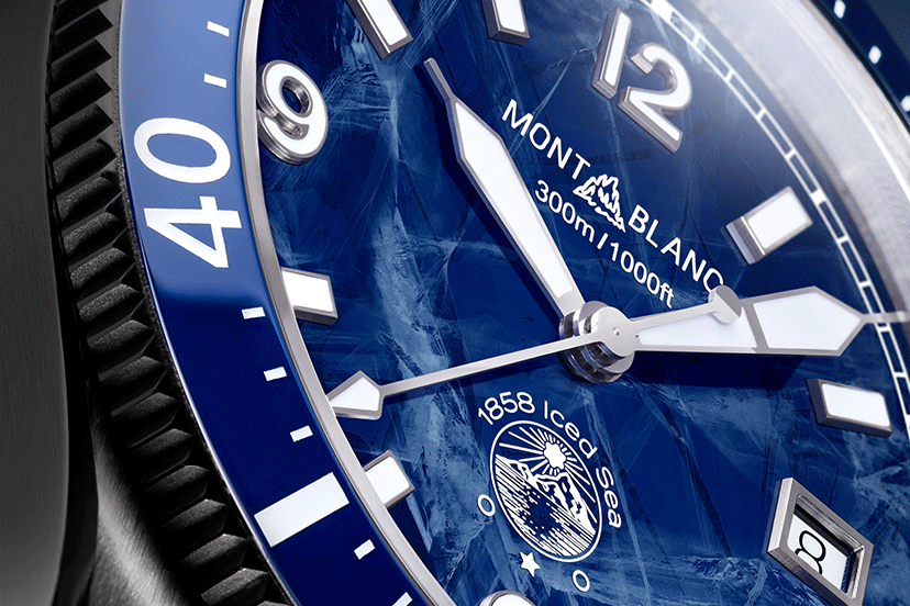 A close look at Montblanc s very first diver s watch the 1858 Iced Sea Automatic Date